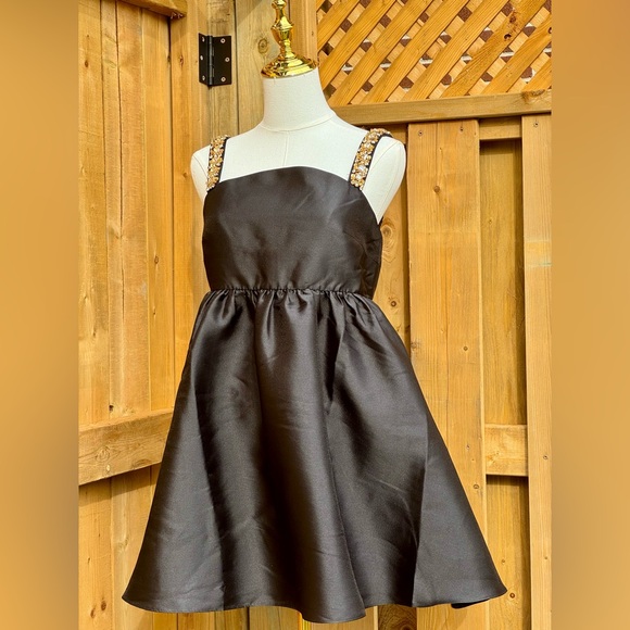 🆕 SELF-PORTRAIT 🧿 NWOT Embellished Taffeta Mini Dress, Black - Sz UK 10 / US 6 - Picture 10 of 17